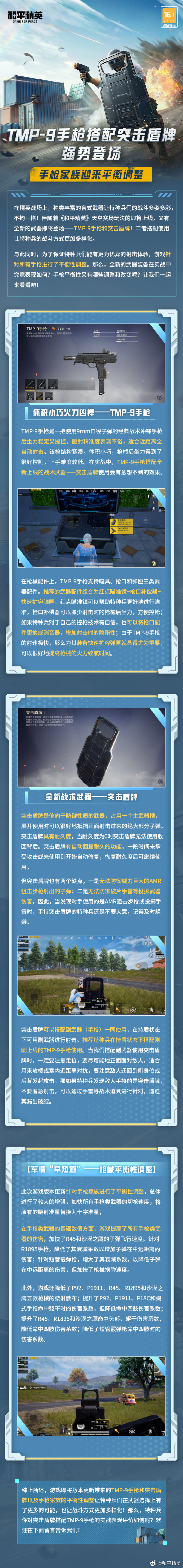 《和平精英》TMP-9手枪搭配突击盾牌上线